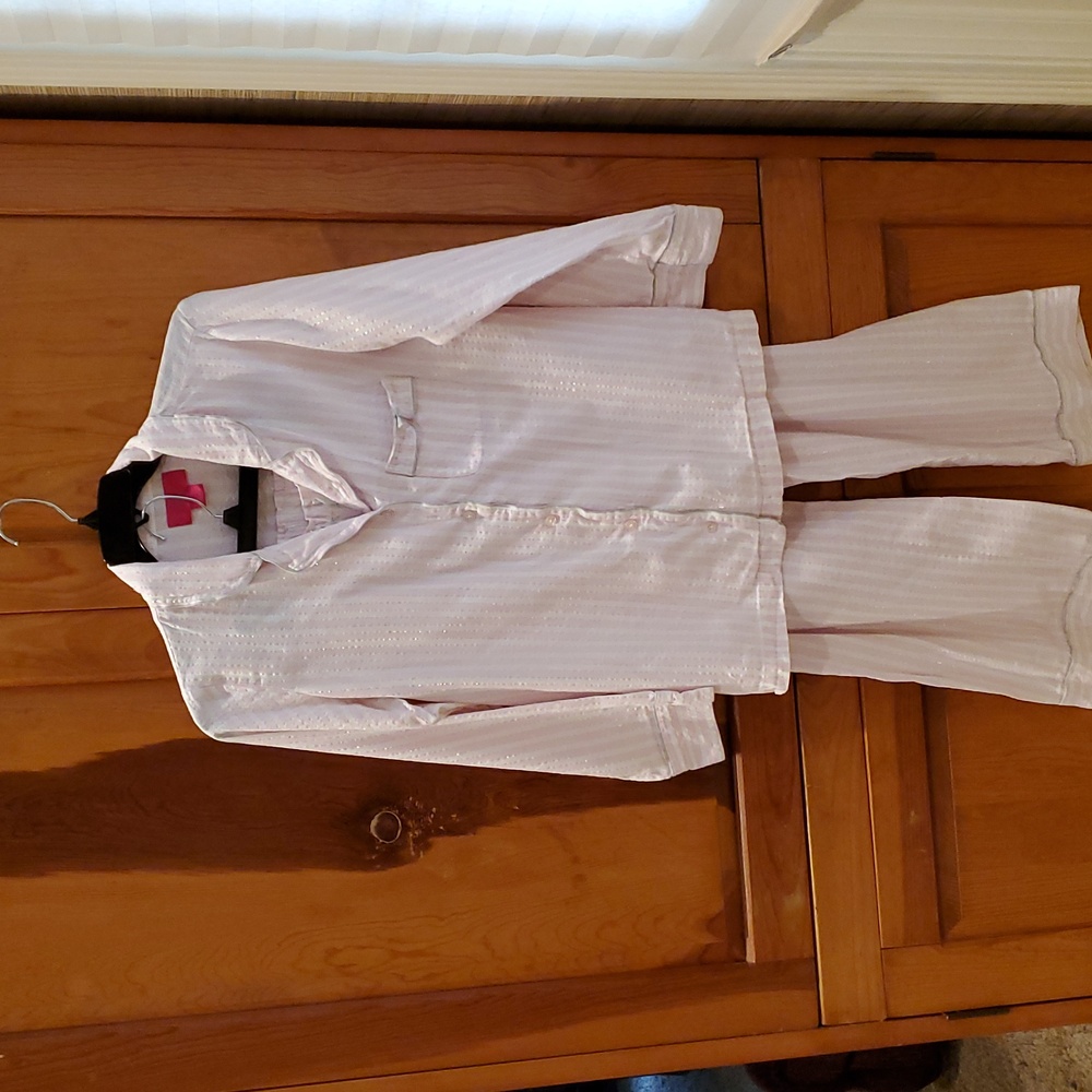 Victoria's Secret Pajamas Medium Pink White Silver Stripes